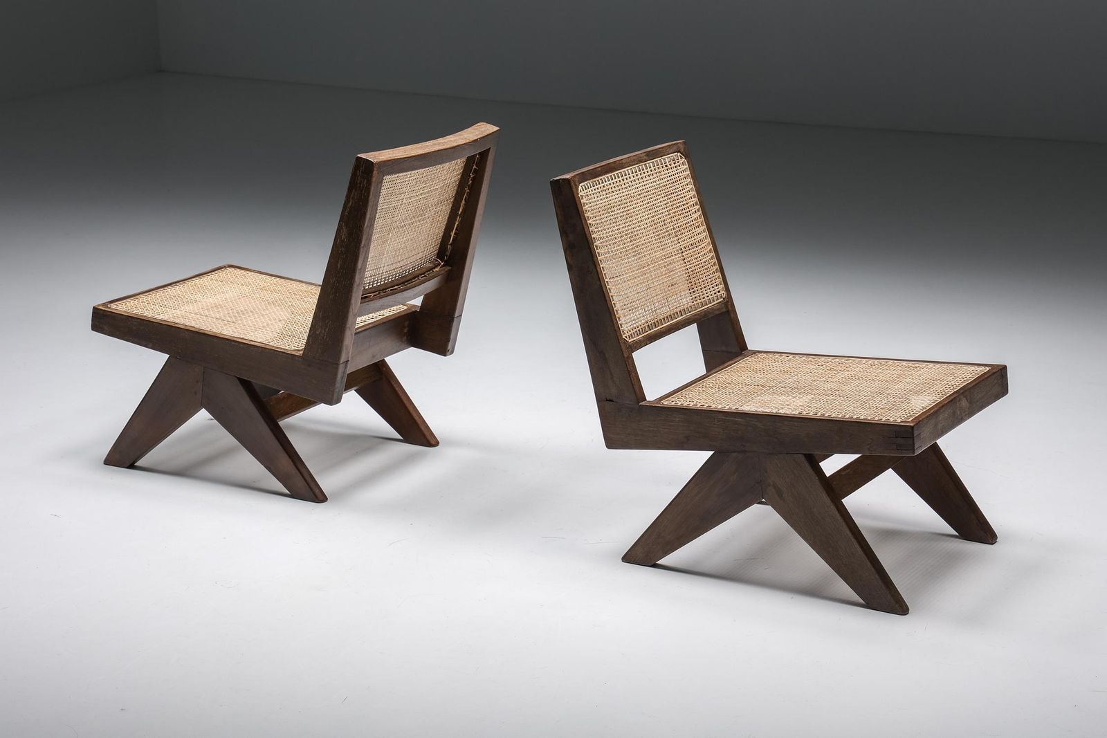 Armless Easy Chair By Pierre Jeanneret Rattan, Teak & Wood, Chandigarh, 1960s photo 19099.0