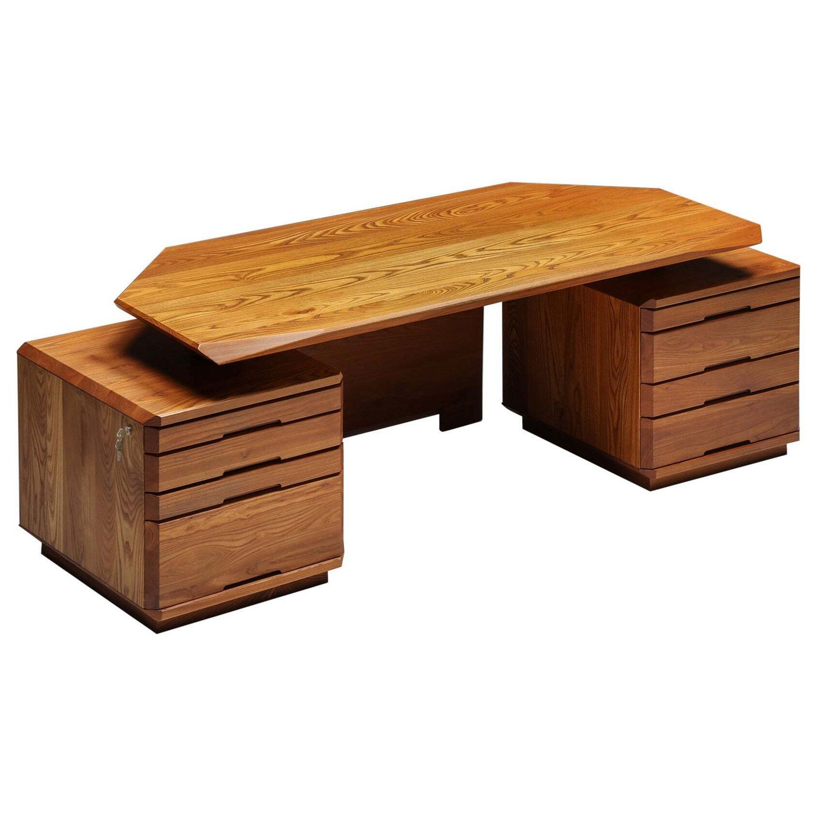 B40 Desk In Solid Elm By Pierre Chapo, France, 1960s