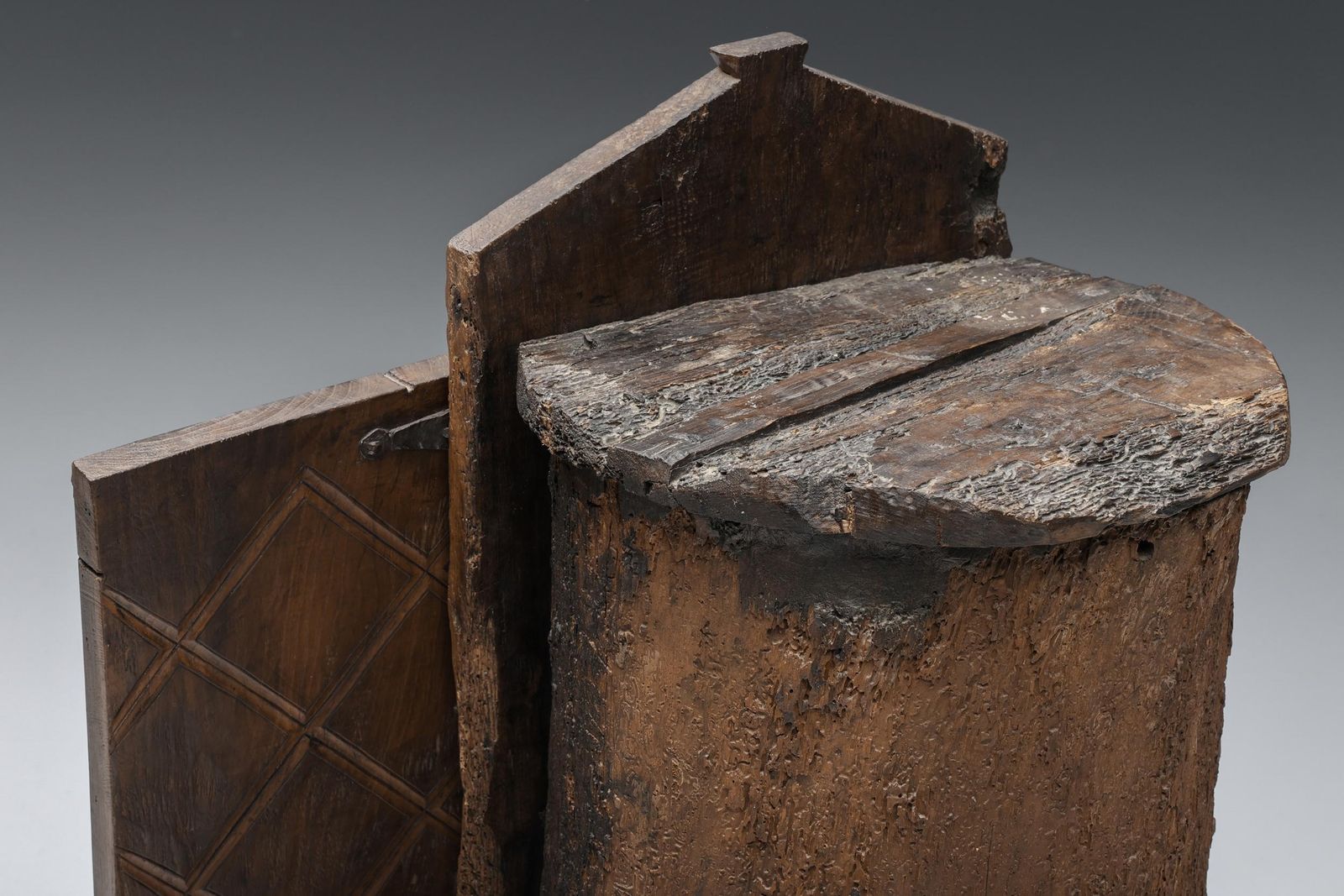photo furniture Travail Populaire Folk Art Wabi Sabi Monoxylite Cupboard, 19th Century