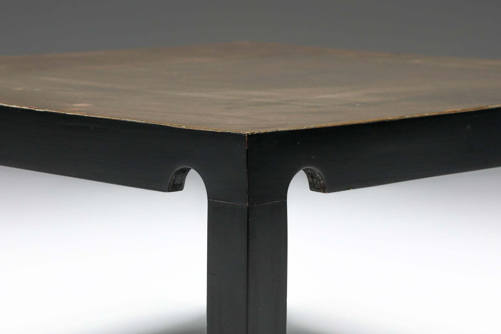 Post Modern Brass And Black Steel Coffee Table By Emiel Veranneman, 1970's photo vinterior