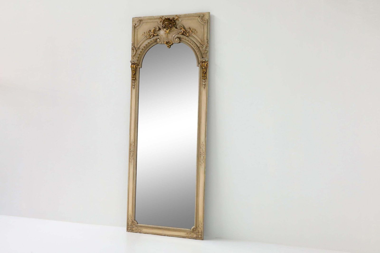 Large Gilt Wooden Frame Full Length Floor Mirror, Mid Century Modern, 1950's photo furniture