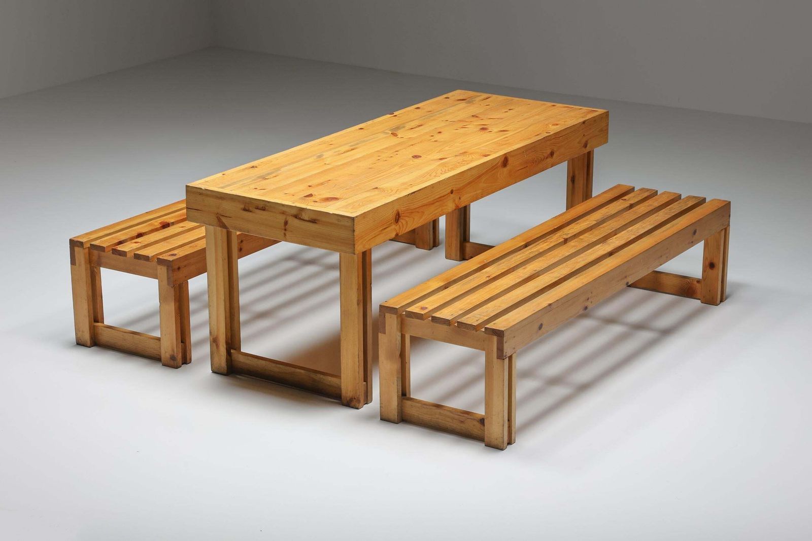 photo for sale Italian Pine Bench Set From Old Vineyard, Modernist, Italy, 1960's