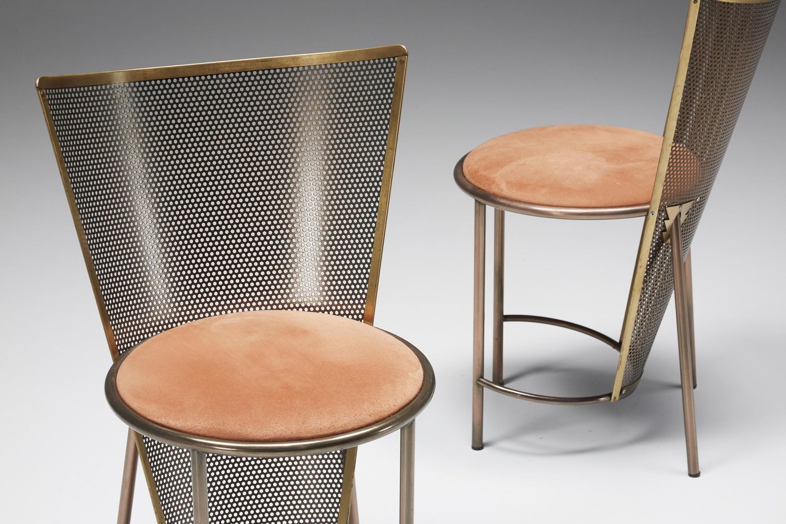 Post Modern Frans Van Praet '92 Brass Chairs, World Expo Belgian Pavillion photo vintage