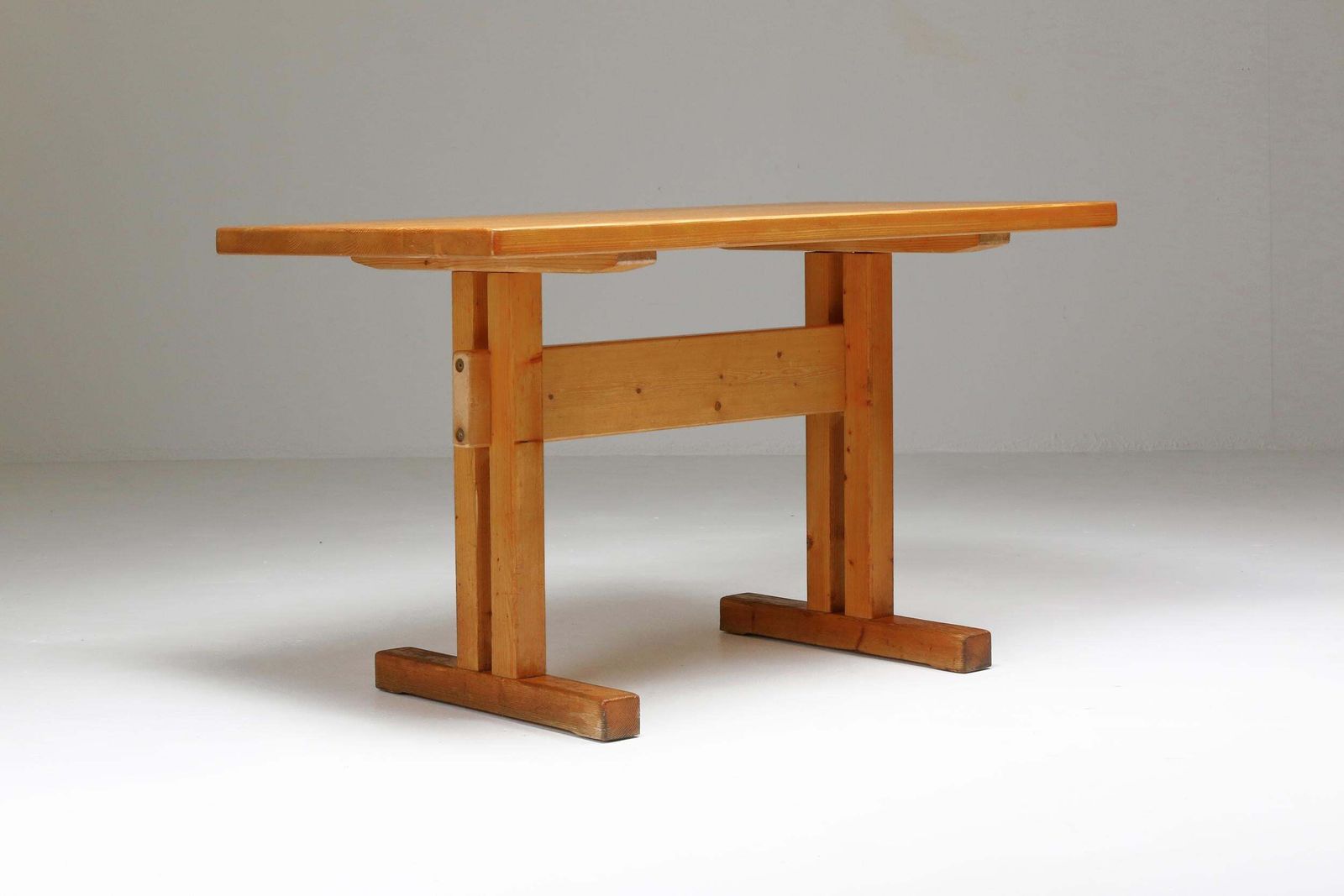 Pine Perriand Tables, French Modernism photo vintage