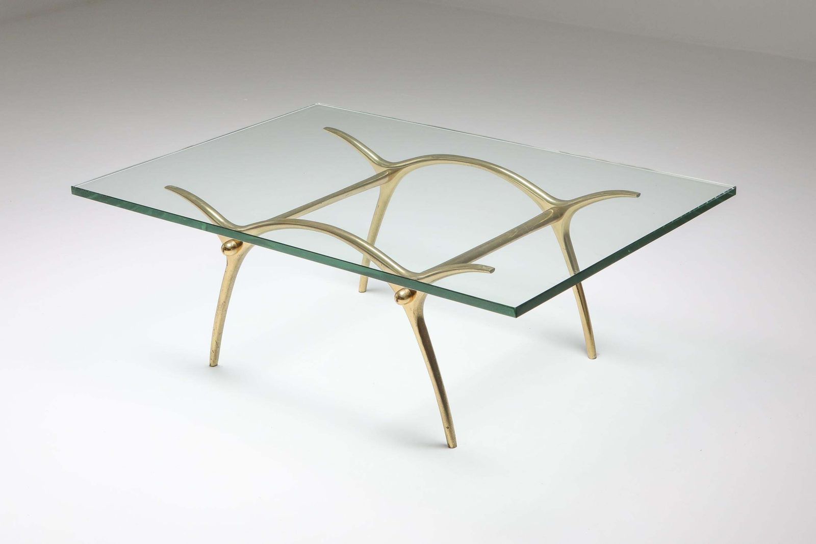Bronze Hollywood Regency Coffee Table By Kouloufi photo for sale
