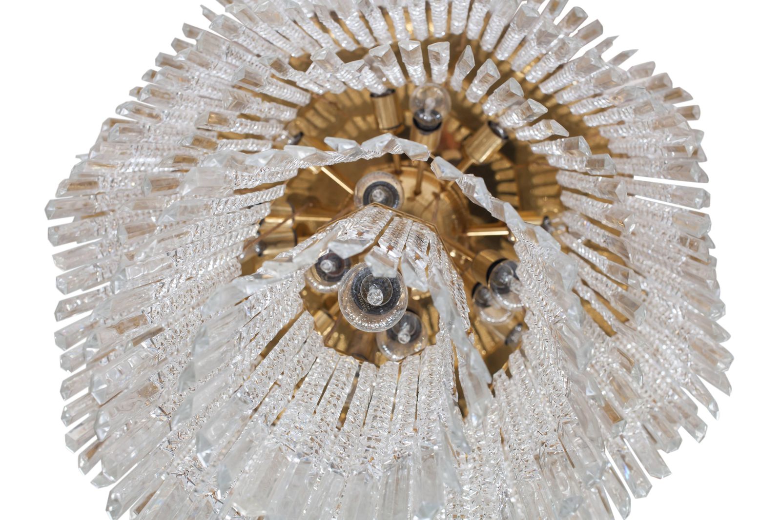Regency Impressive Brass And Glass Chandelier, Italy, 1950s photo vintage