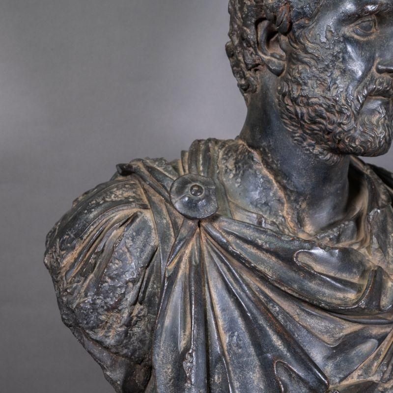 Sculpture Of A Roman Emperor In Resin, Very Beautiful Black Bronze Patina. photo Art