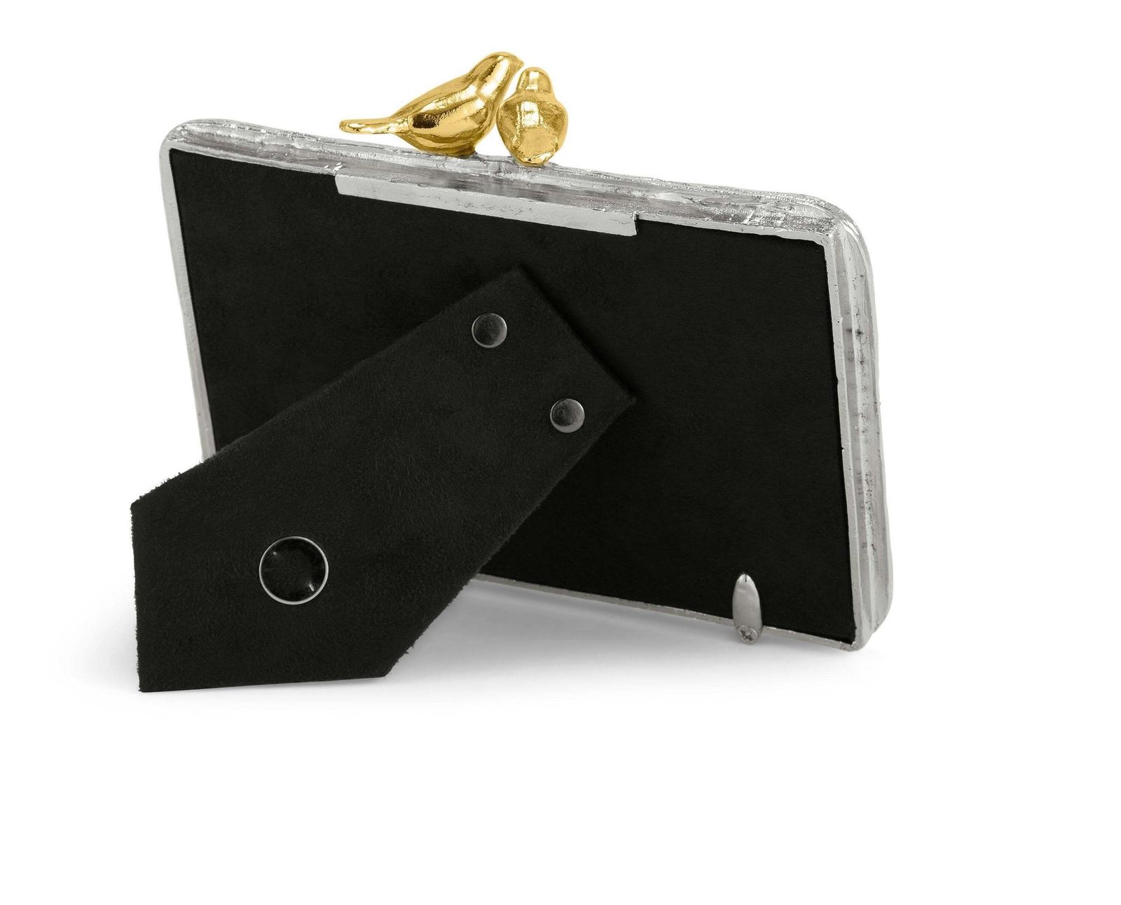 Small Photo Frame With Bird Motif In Silver And Gold Metal. photo 484.0