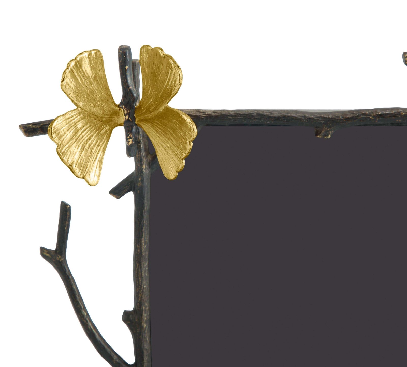 Frame With Ginkgo And Butterfly Motifs In High Quality Oxidised And Gilded Metal photo 601.0