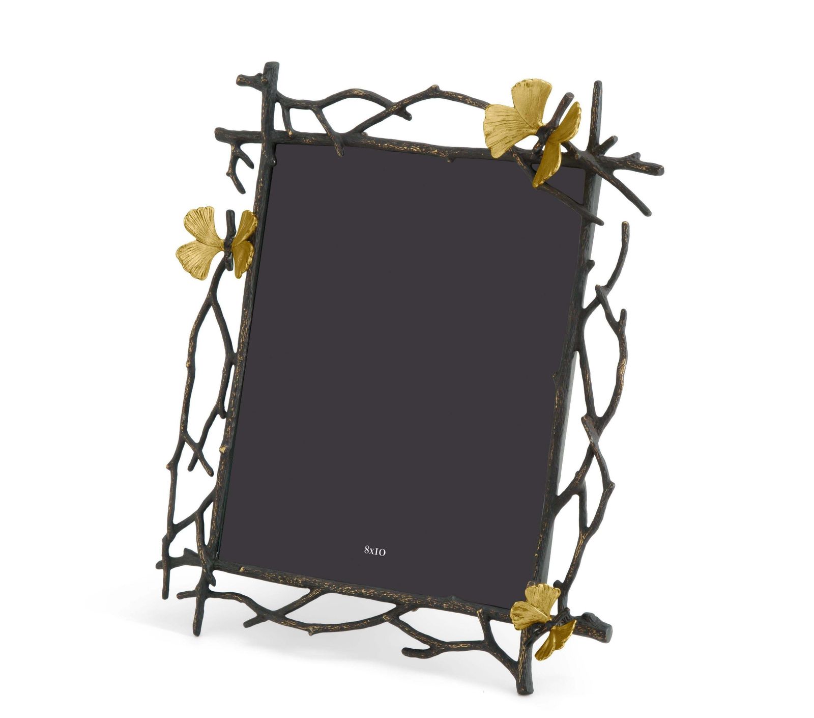 Frame With Ginkgo And Butterfly Motifs In Oxidised And Gilded Metal. photo furniture