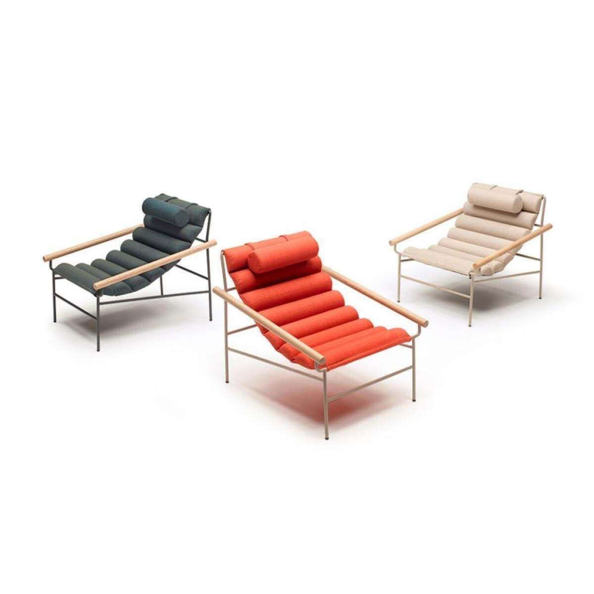 Wave Shaped 21st Century Creme Fabric Armchair Indoor Outdoor photo for sale