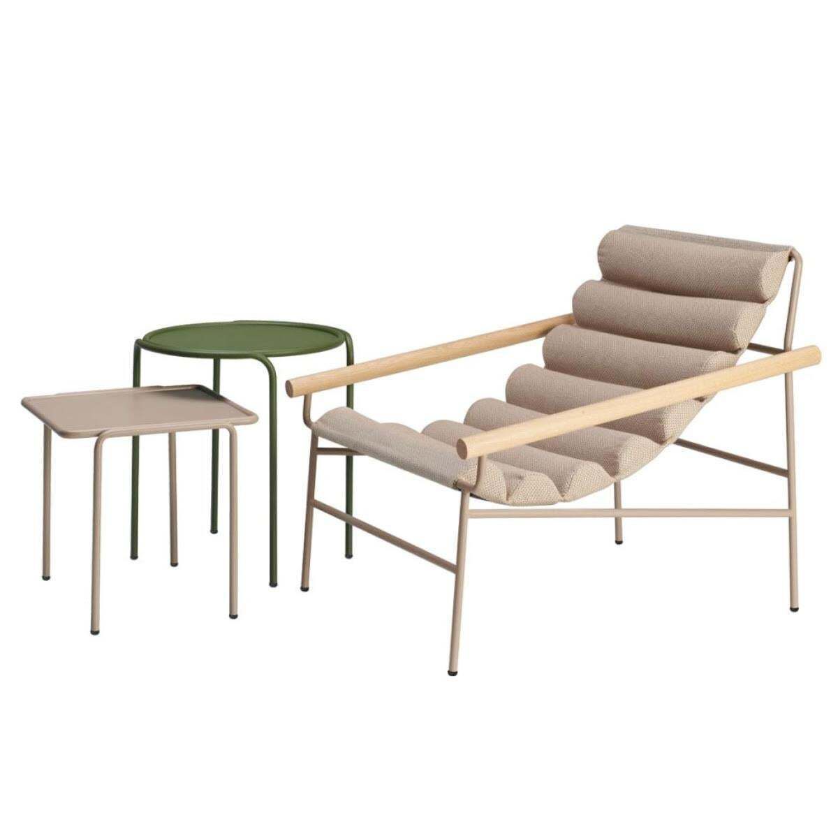 Wave Shaped 21st Century Beige Fabric Armchair Indoor Outdoor photo furniture