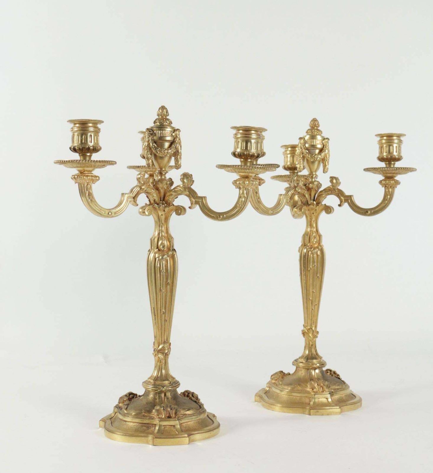 Pair Of Candelabra In The Style Of Louis XV In Gold Gilt Bronze, 19th Century photo Home Decor