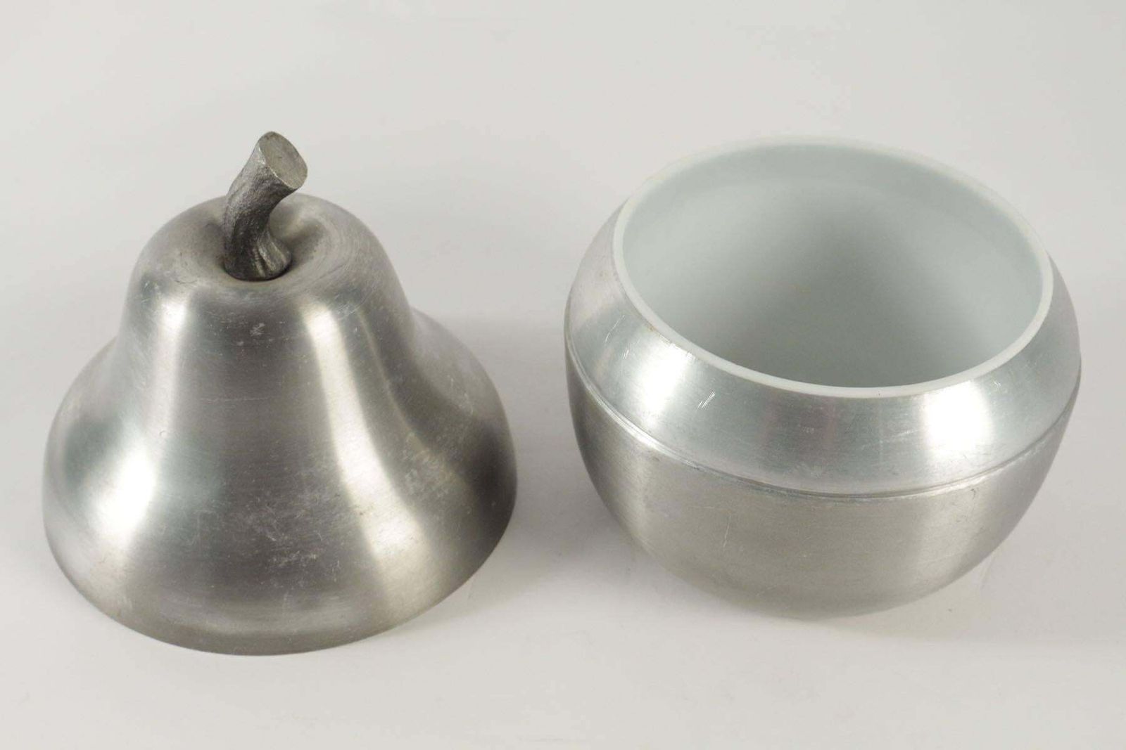 Cool Ice Bucket In The Shape Of A Pear In Brushed Aluminum From The 1970s photo vinterior