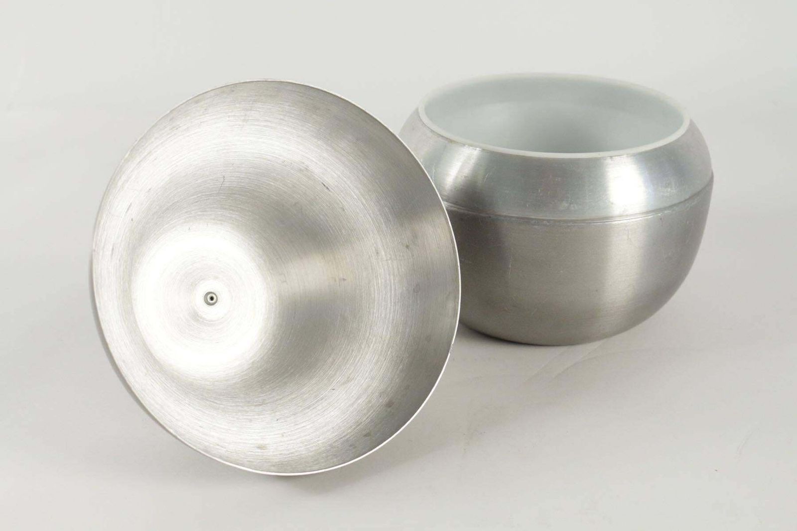 Cool Ice Bucket In The Shape Of A Pear In Brushed Aluminum From The 1970s photo vintage