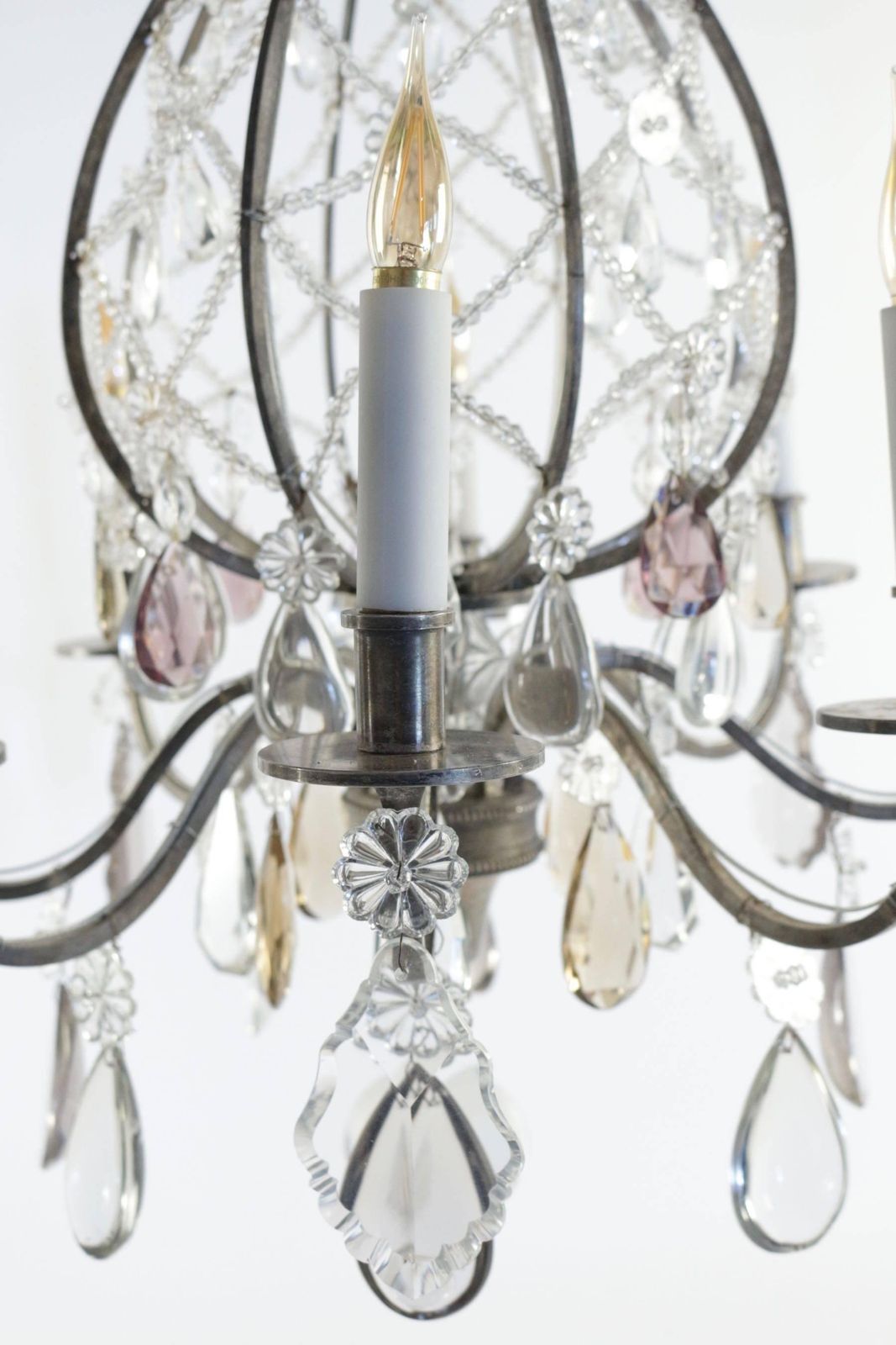 Beautiful Hot Air Balloon Style Chandelier In Silvered Bronze, 19th Century photo for sale