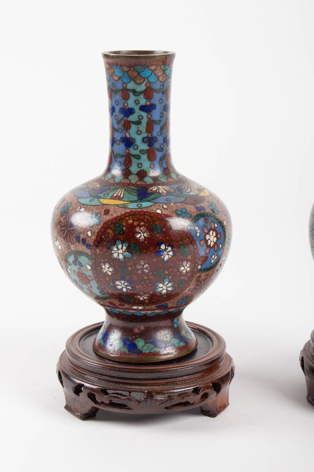 Pair Of Cloisonné Bronze Vases, Japan, Circa 1900 photo furniture