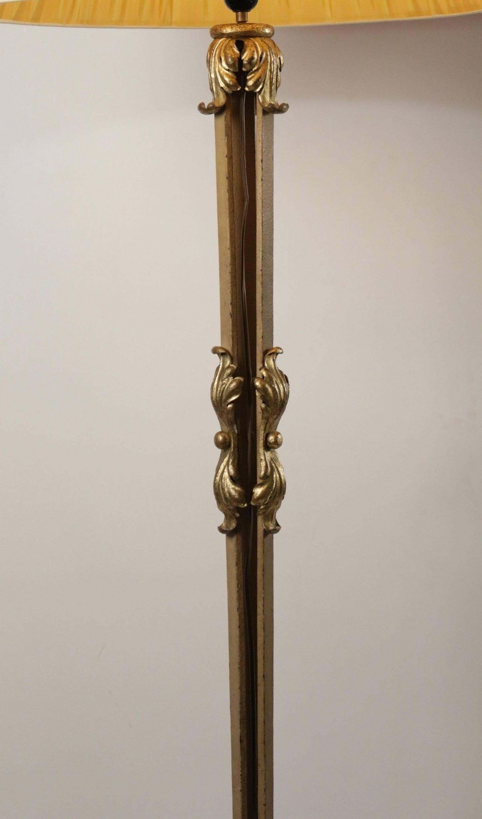 Beautiful Standing Lamp In Wrought Iron With Gold Gilded Accents photo buy