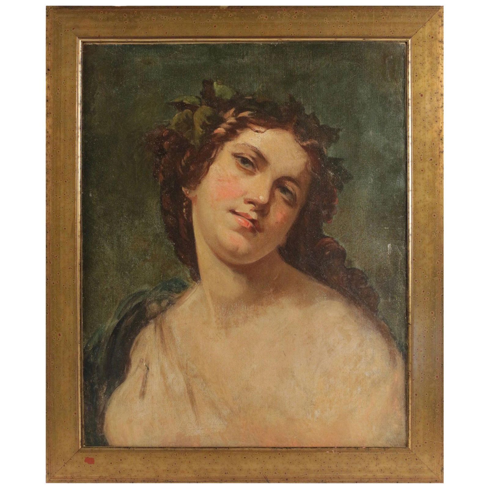 Elegant Portrait Of The 19th Century Representing A Romantic Pose Of A Woman