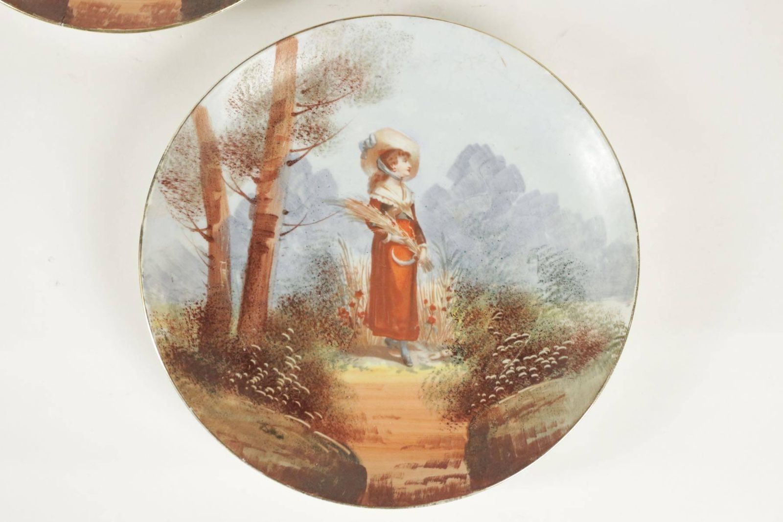 Pair Of French Porcelain Hand Painted Plates From The 19th Century photo furniture