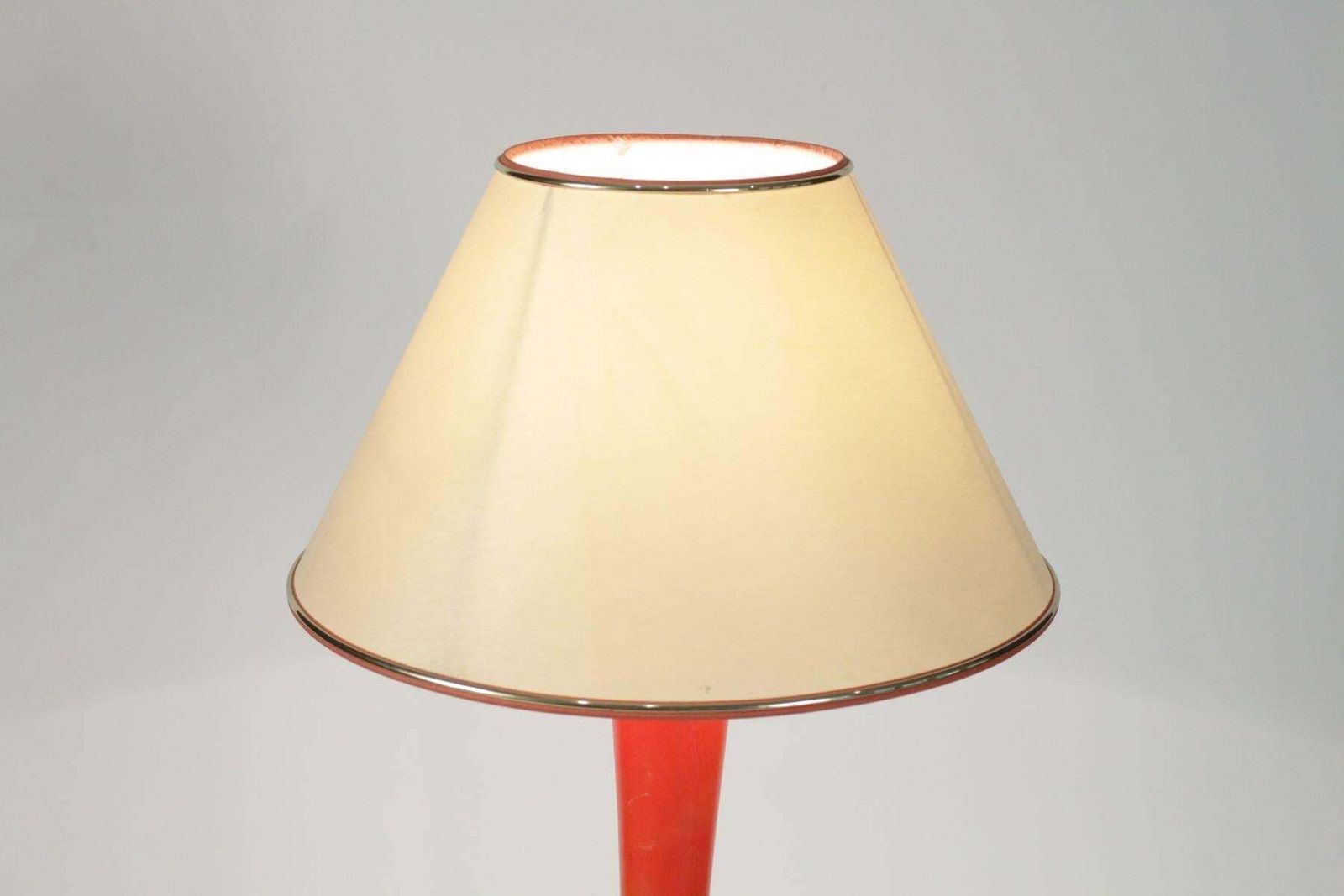 Lamp Of Wood Painted Orange And White, Circa 1960, Midcentury Design photo Lighting
