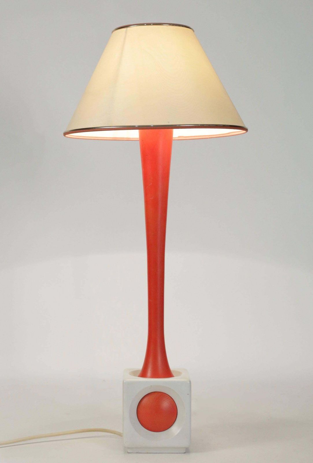 Lamp Of Wood Painted Orange And White, Circa 1960, Midcentury Design photo 1100.0