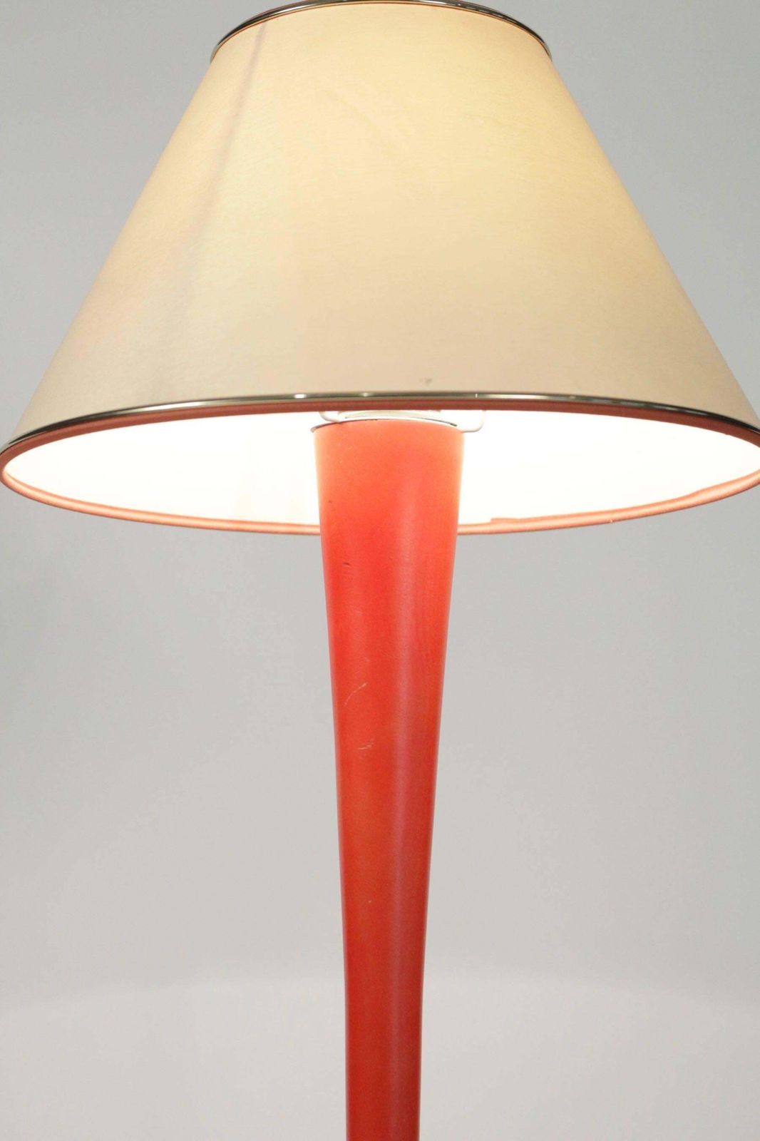 Lamp Of Wood Painted Orange And White, Circa 1960, Midcentury Design photo vinterior