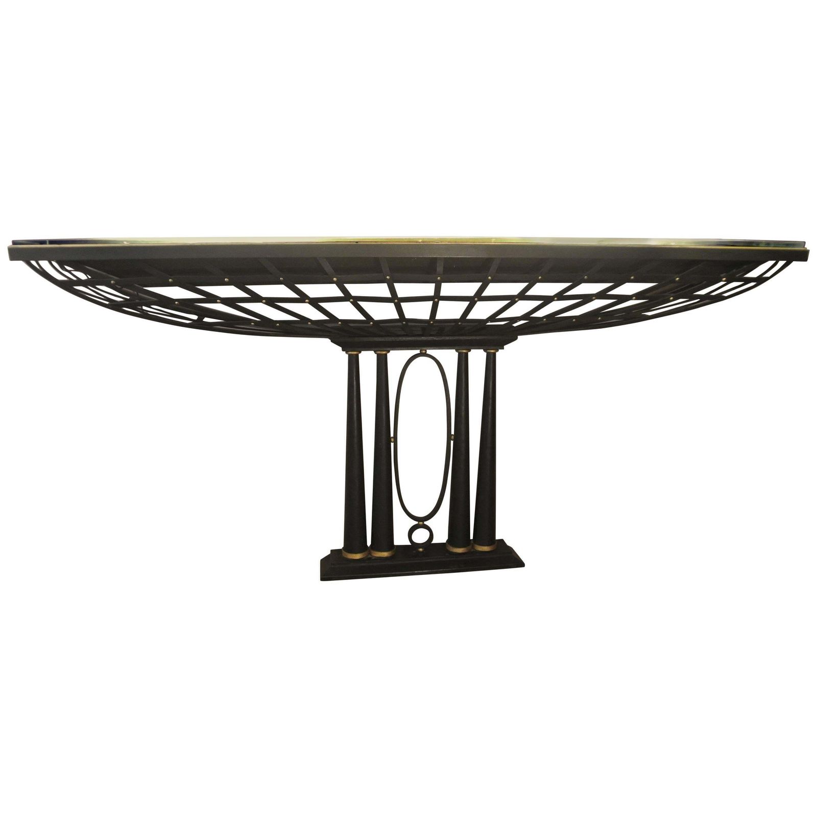 Important French Console In Black Wrought Iron And Gold