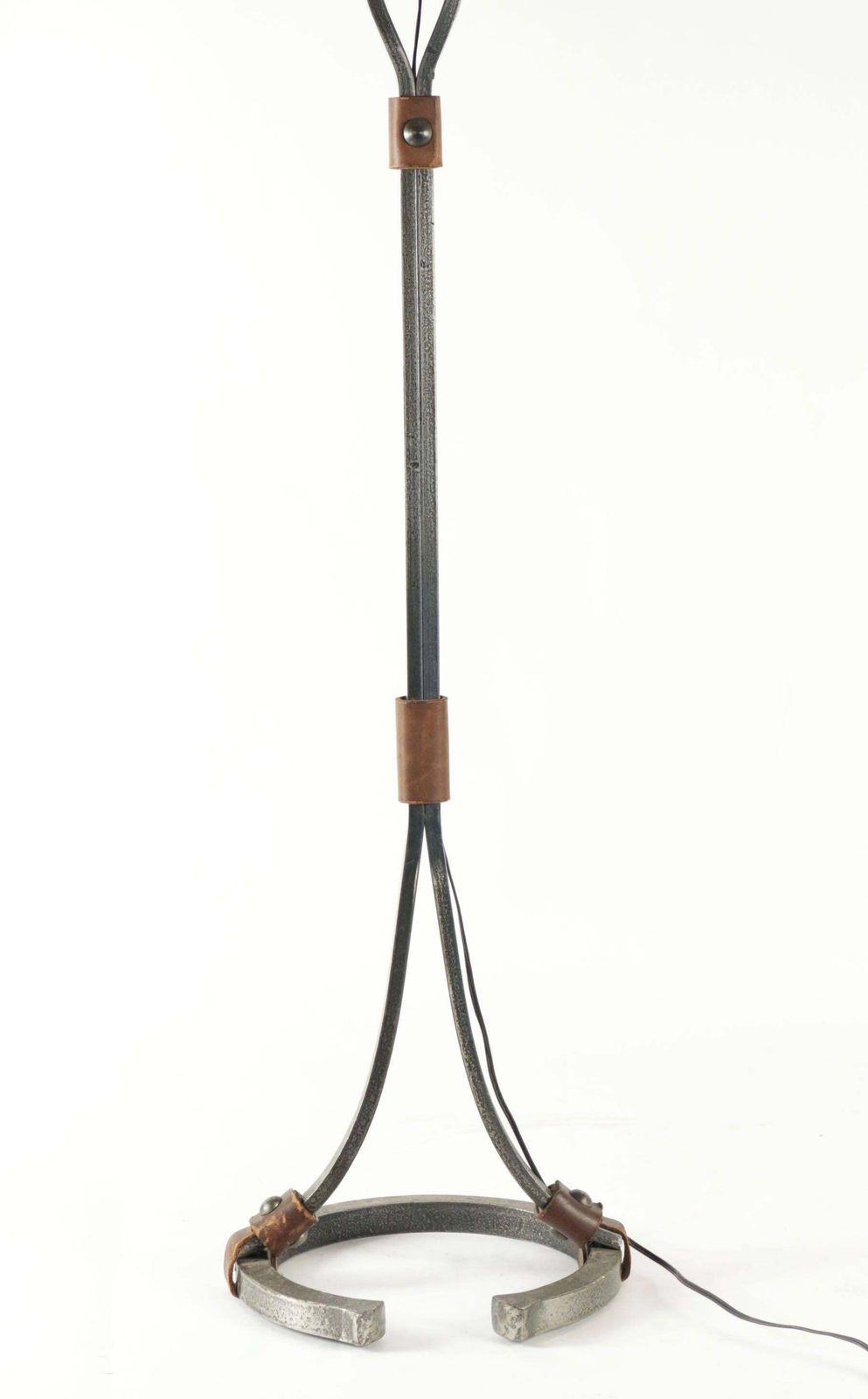 Floor Lamp From The 1960s In Wrought Iron And Leather photo furniture
