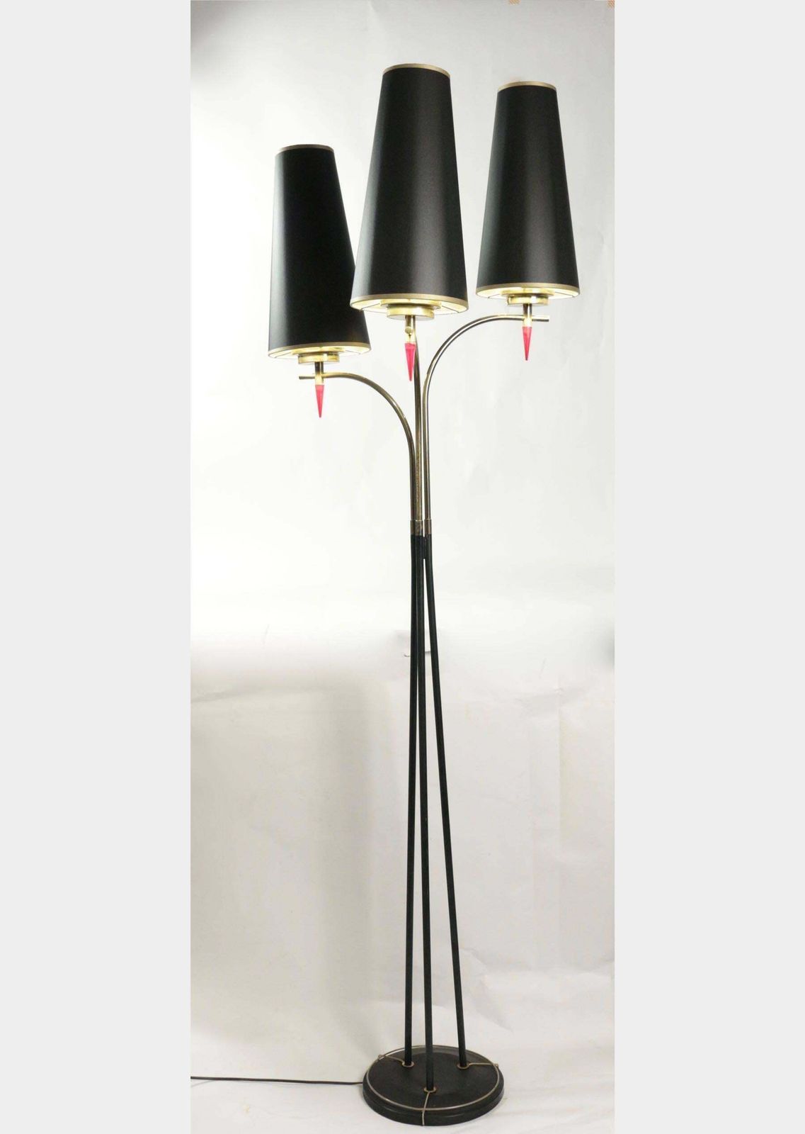 Standing Floor Lamp From The 1960s In Metal Paint And Brass, Three Lights photo furniture