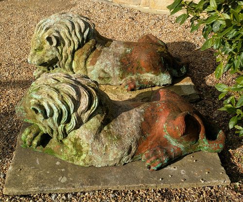 Fabulous Pair Of Italian Terracotta Garden Lions photo buy