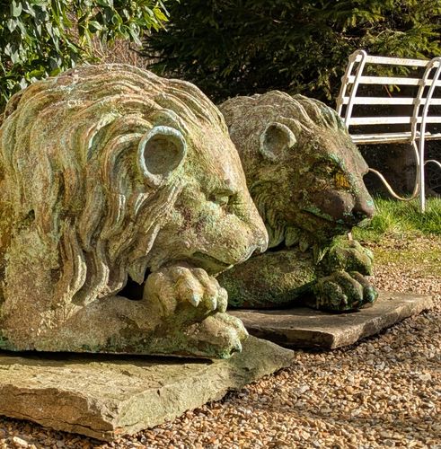 photo furniture Fabulous Pair Of Italian Terracotta Garden Lions
