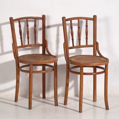 photo buy Antique Thonet Chairs With Engraved Seat (C.1920). Set Of Two Pieces #1