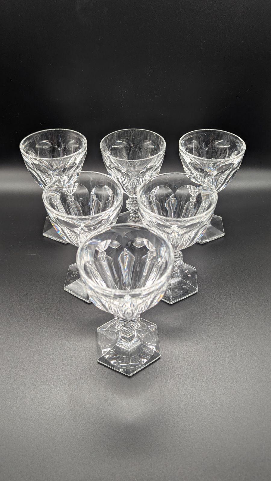 Set Of Six Baccarat Harcourt 1841 Wine Glasses (Size 3) – Complete With Their Original Box From 1970s.