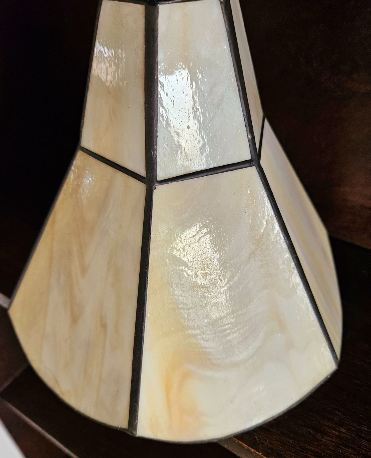 Art Deco Tiffany Style Lamp Shade In Honey & Cream Slag Glass photo buy
