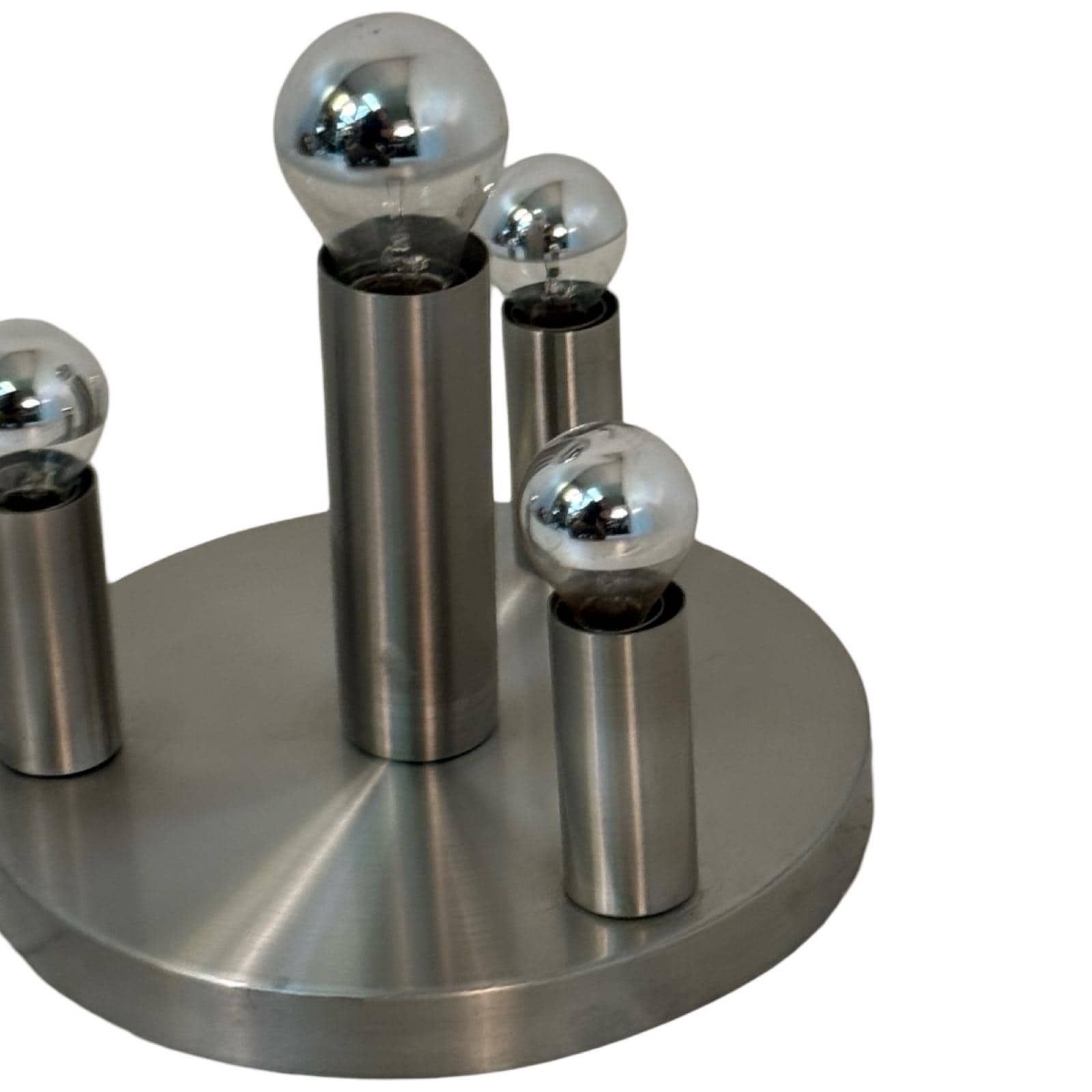 Hala   Ceiling Or Wall Mounted Lamp   Stainless Steel   Including The Reflective Bulbs   Ca. 1980's   Made In The Netherlands photo Lighting
