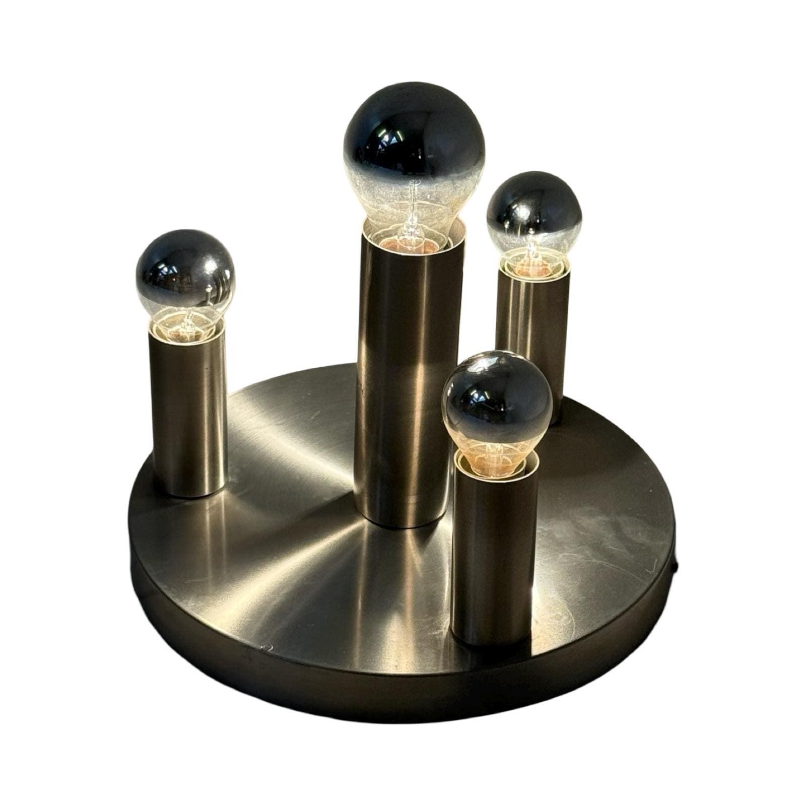 Hala   Ceiling Or Wall Mounted Lamp   Stainless Steel   Including The Reflective Bulbs   Ca. 1980's   Made In The Netherlands photo vintage
