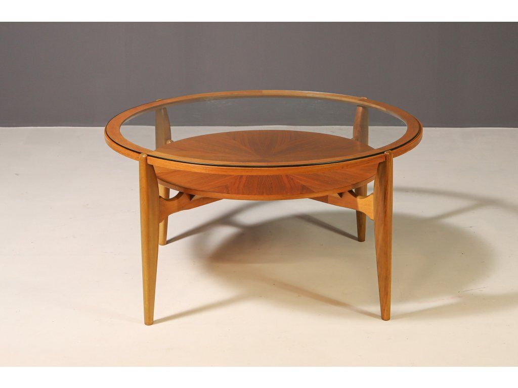 Coffee Table With Beech Wood Veneer And Glass Top, Wilhelm Renz, 1960's, Germany