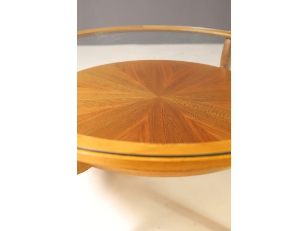 Coffee Table With Beech Wood Veneer And Glass Top, Wilhelm Renz, 1960's, Germany photo Furniture