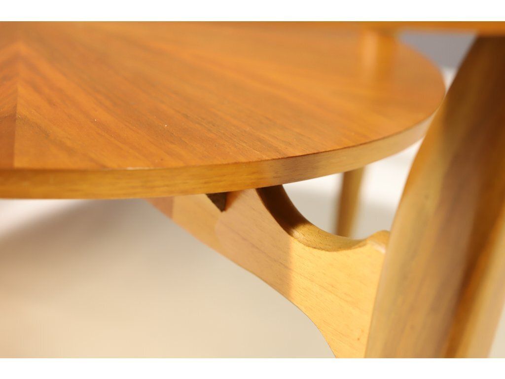 photo furniture Coffee Table With Beech Wood Veneer And Glass Top, Wilhelm Renz, 1960's, Germany
