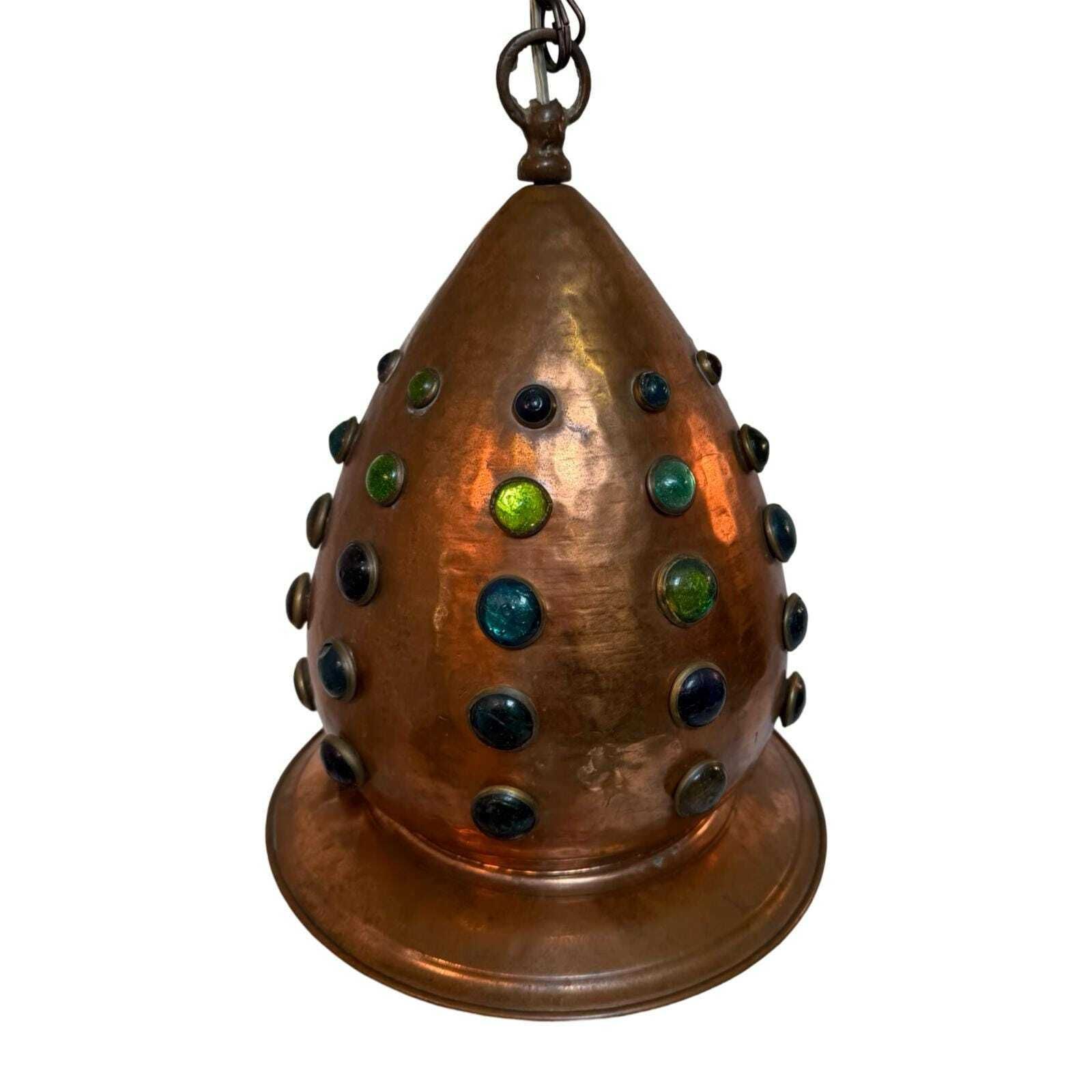 Vintage   Xl Hanging Pedant From Copper And Glass With A Long Chain   In The Style Of Nanny Still, Raak   Contemporary Arabic