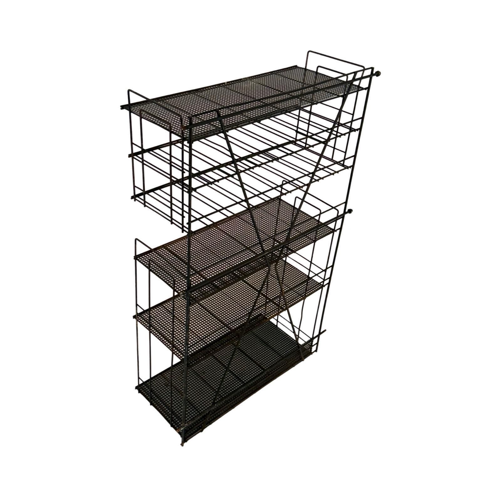 Vintage, Ca. 1960   Metal, Black   Hanging Shelving Unit   Can Be Used As Bookcase / Spice Rack / Display Cabinet   French, Industria photo furniture
