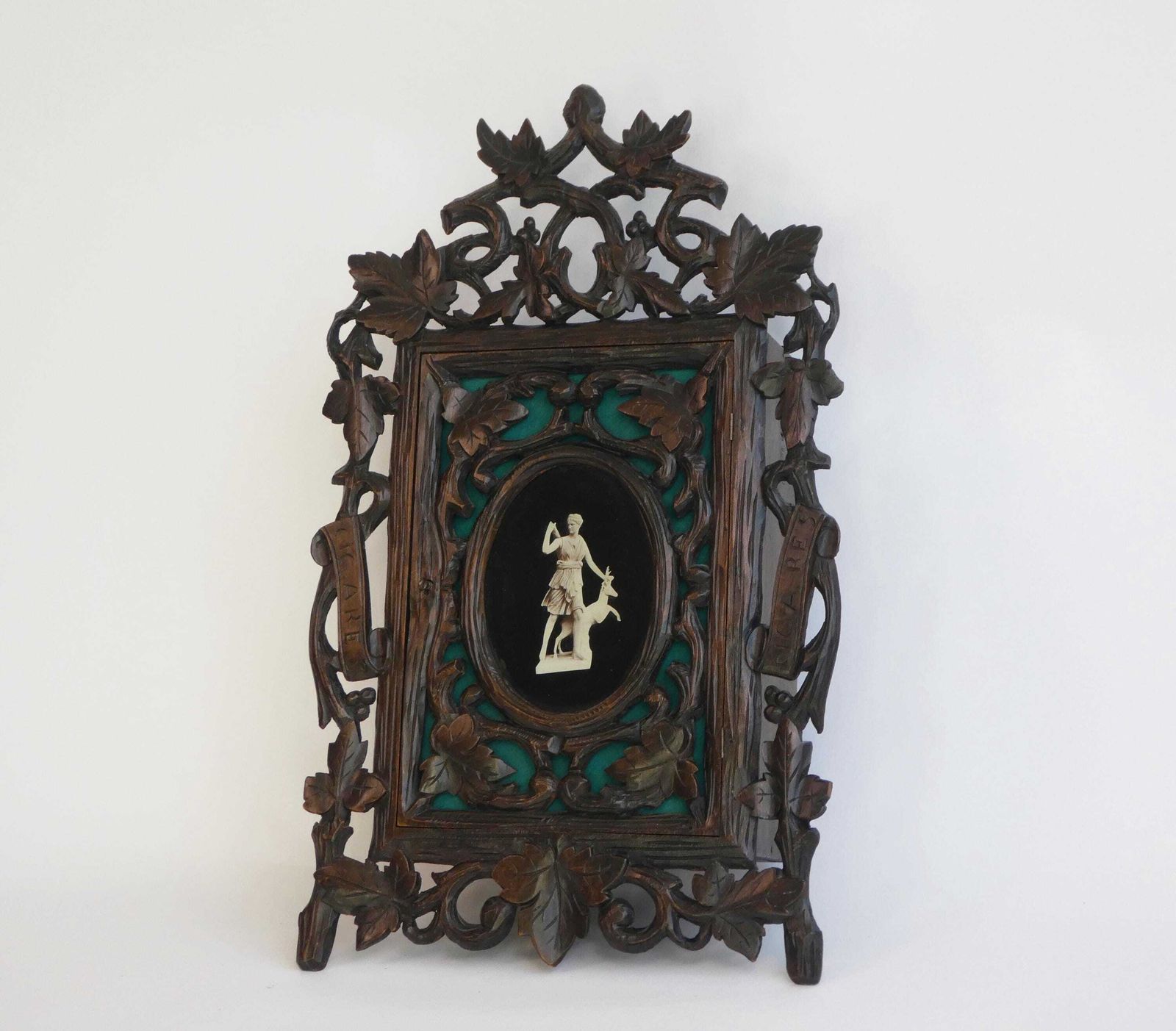 Antique Neo Renaissance Style Ornate Wooden Wall Cabinet, French Carved Apothecary With Greek Goddess, Medicine Cabinet photo furniture