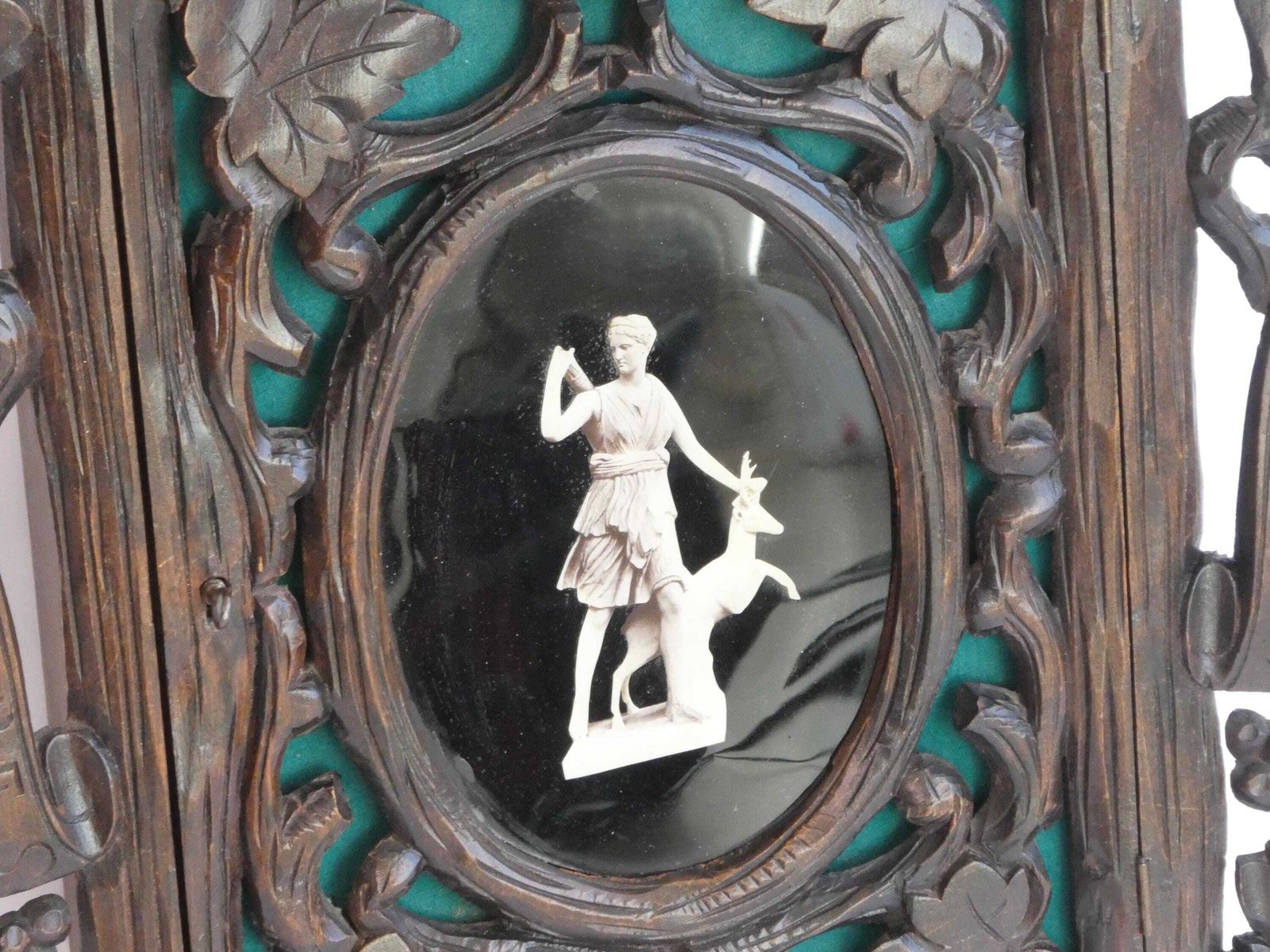 Antique Neo Renaissance Style Ornate Wooden Wall Cabinet, French Carved Apothecary With Greek Goddess, Medicine Cabinet photo Furniture