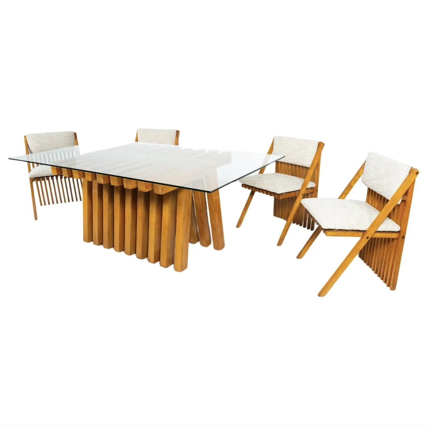 Mid Century Modern Dining Table Set ” Millepiedi” By Tito Pinori, 1970s