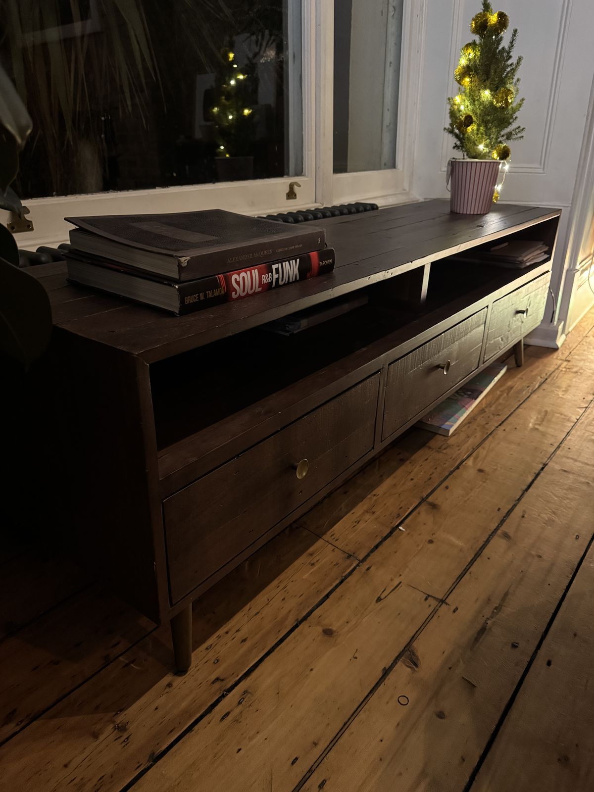 Barker And Stonehouse Modi Reclaimed 3 Drawer Tv Bench photo Furniture