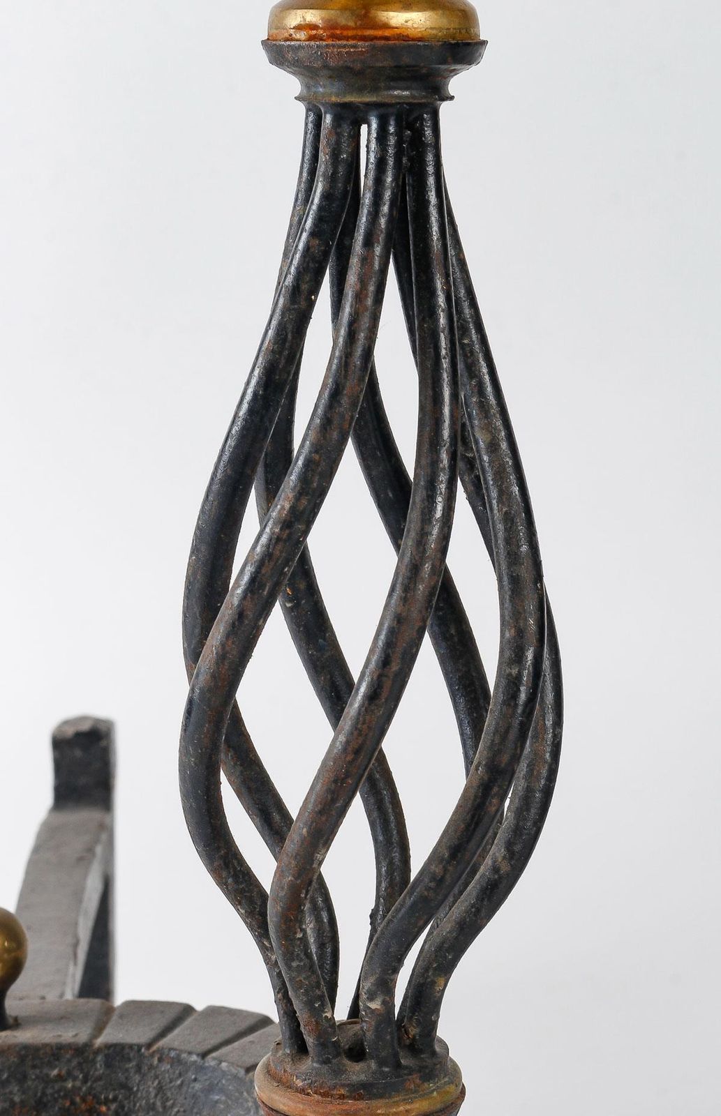 Pair Of Wrought Iron Andirons, Circa 1940 photo vinterior