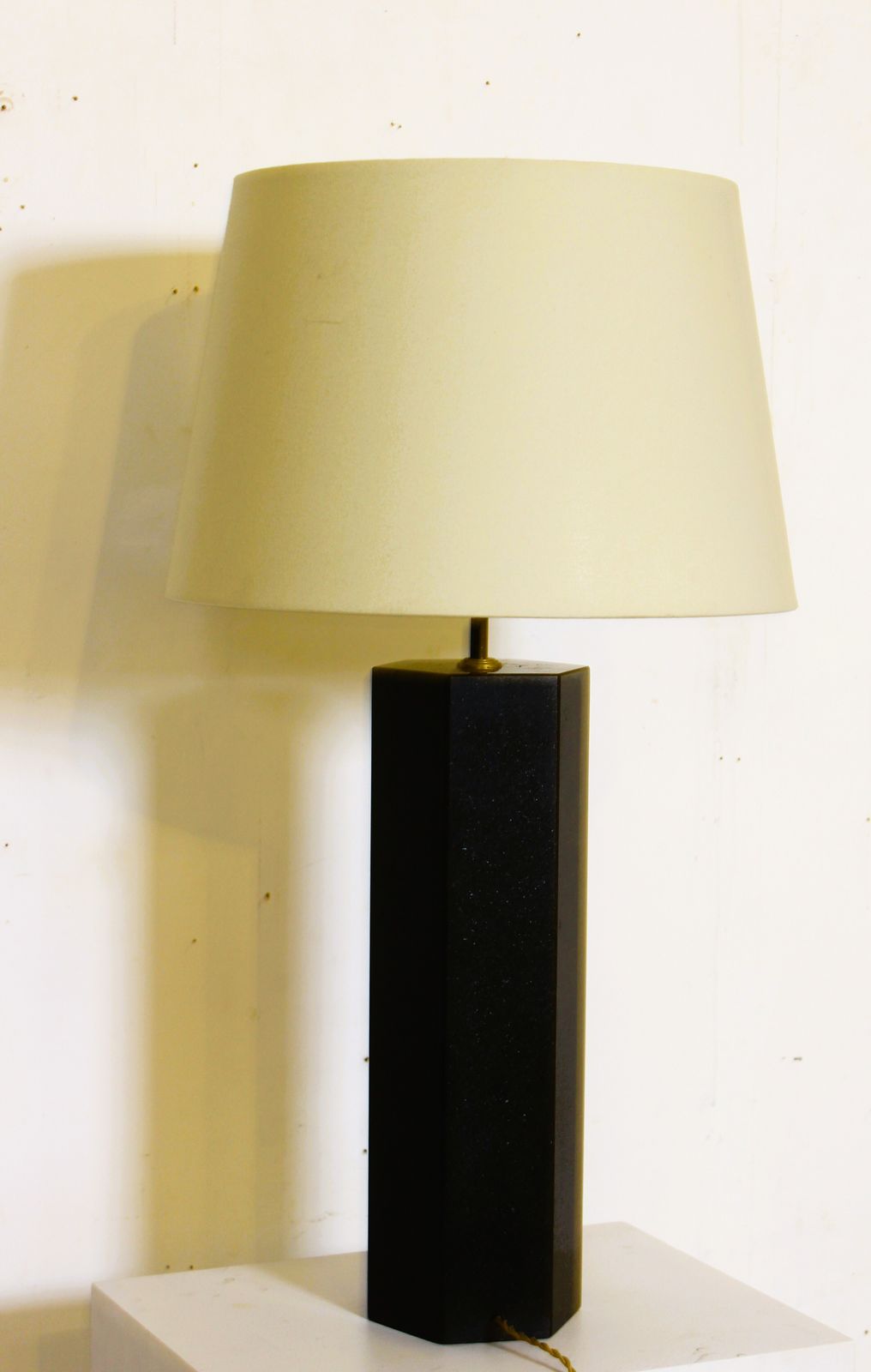 Large Hexagonal Black Marble Lamp In The Style Of Jules Wabbes photo vinterior
