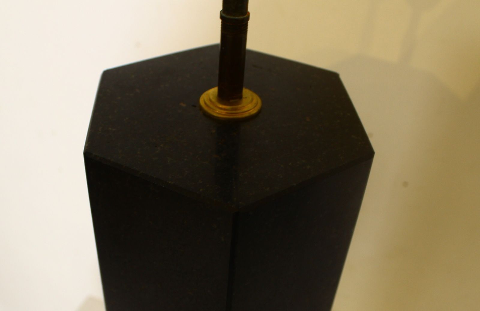 Large Hexagonal Black Marble Lamp In The Style Of Jules Wabbes photo vintage