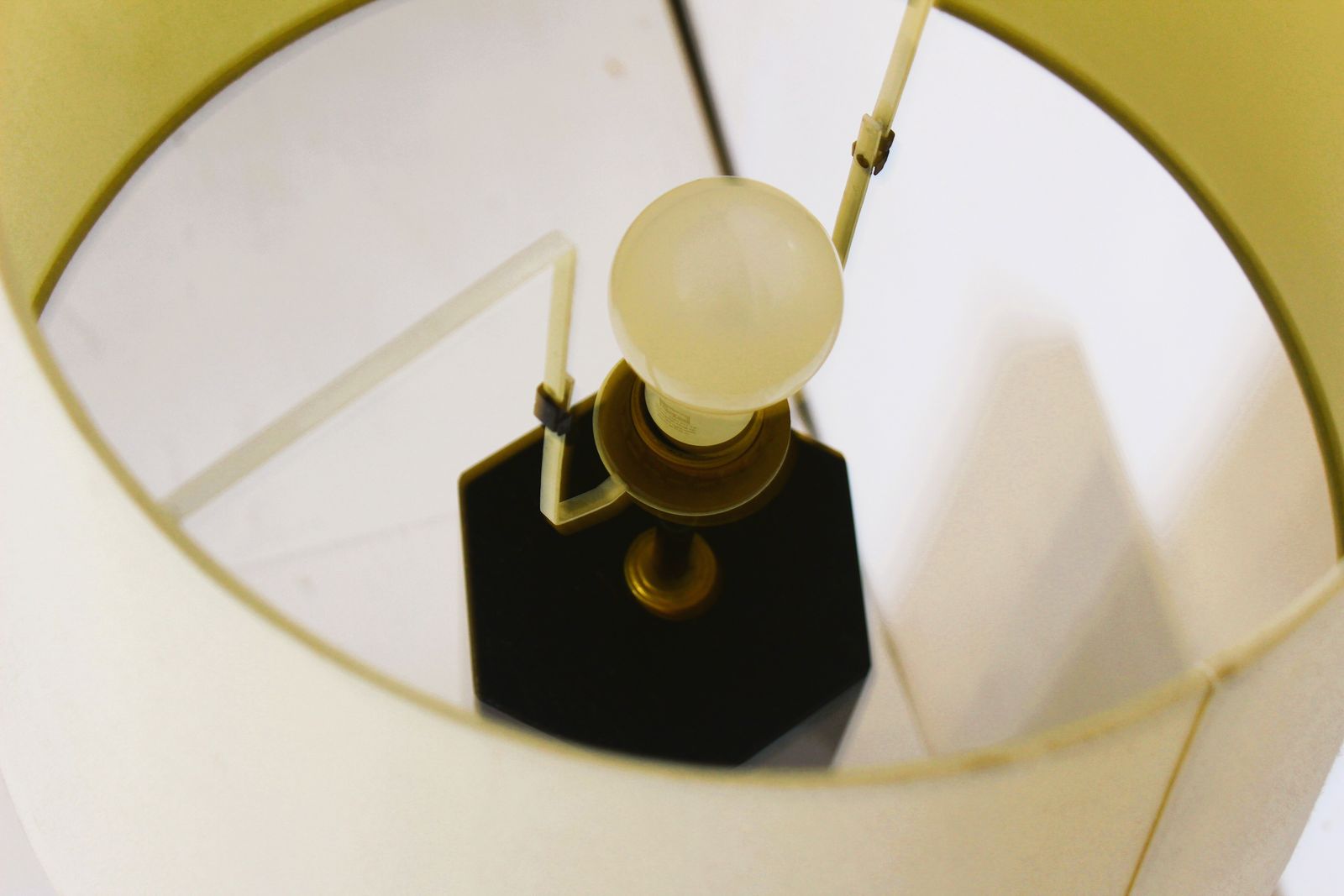 Lighting Large Hexagonal Black Marble Lamp In The Style Of Jules Wabbes photo